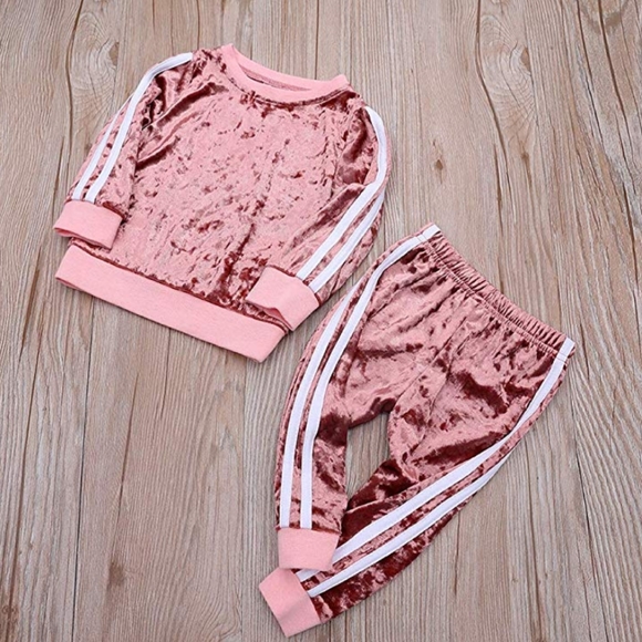 Boutique Other - New Girls Pink Velour striped track suit pant suit